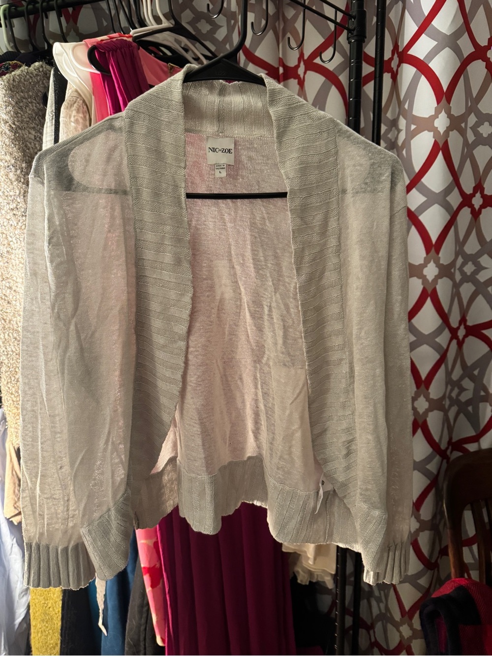NIC+ZOE Sheer Open-Front Cardigan in Light Cream